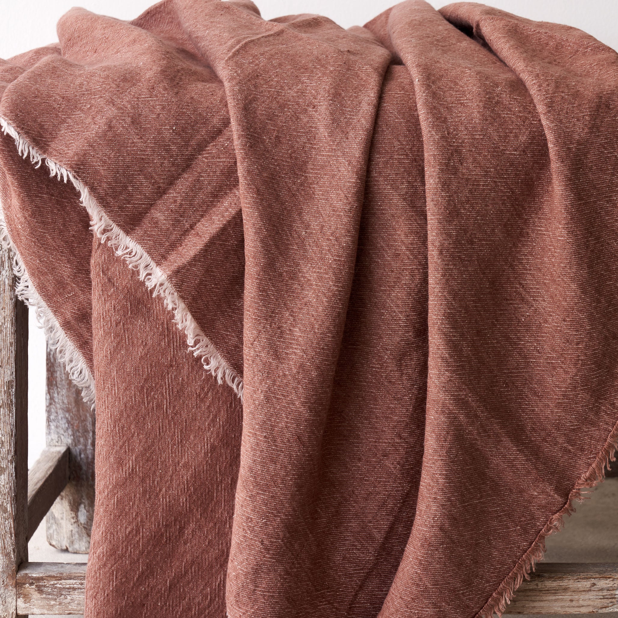 Reversible Throw | Crumpled Washed Linen - Blush - Image 2