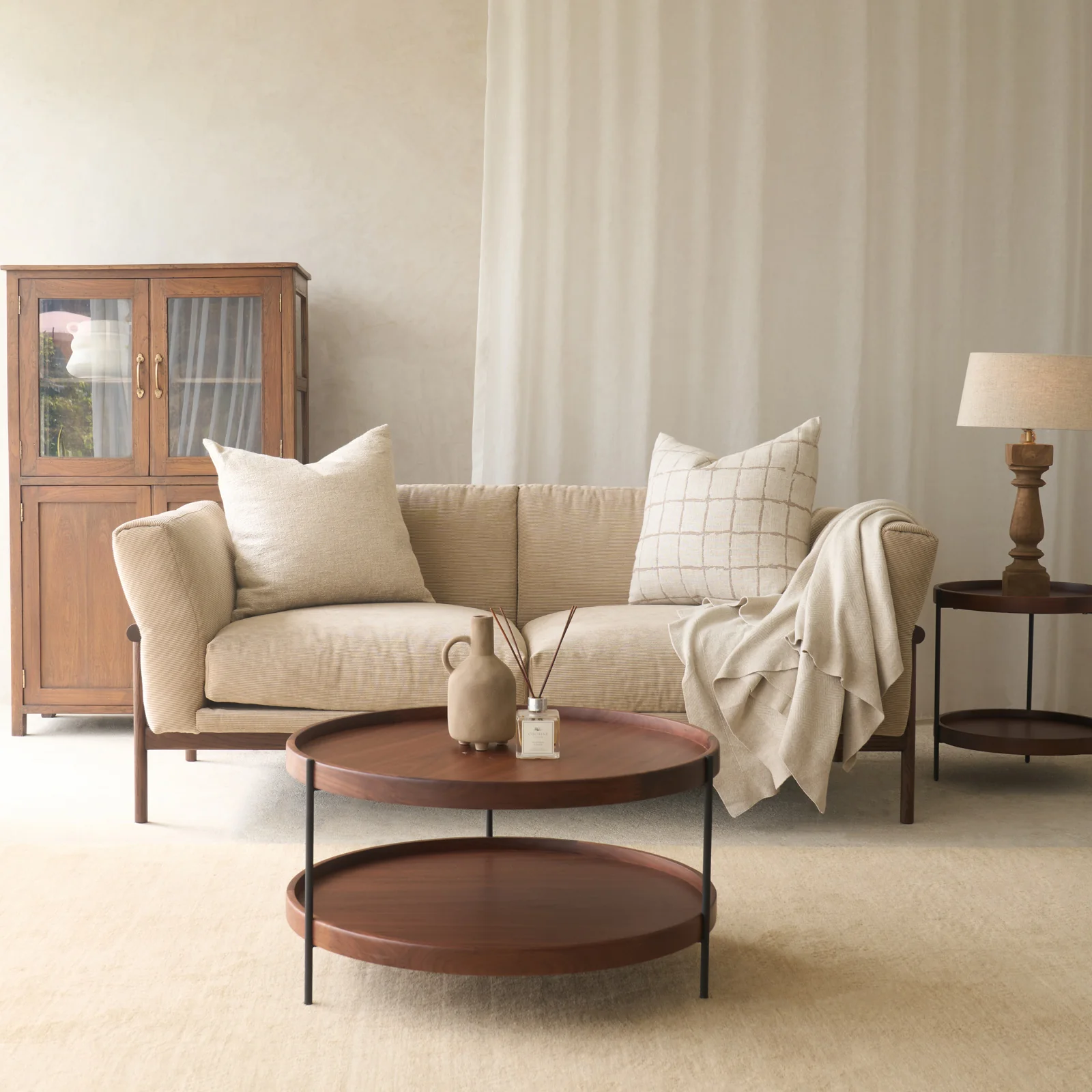 Timm 2 Seater Fabric Sofa | Espresso Oak - Ammonite (175cm) - Image 9