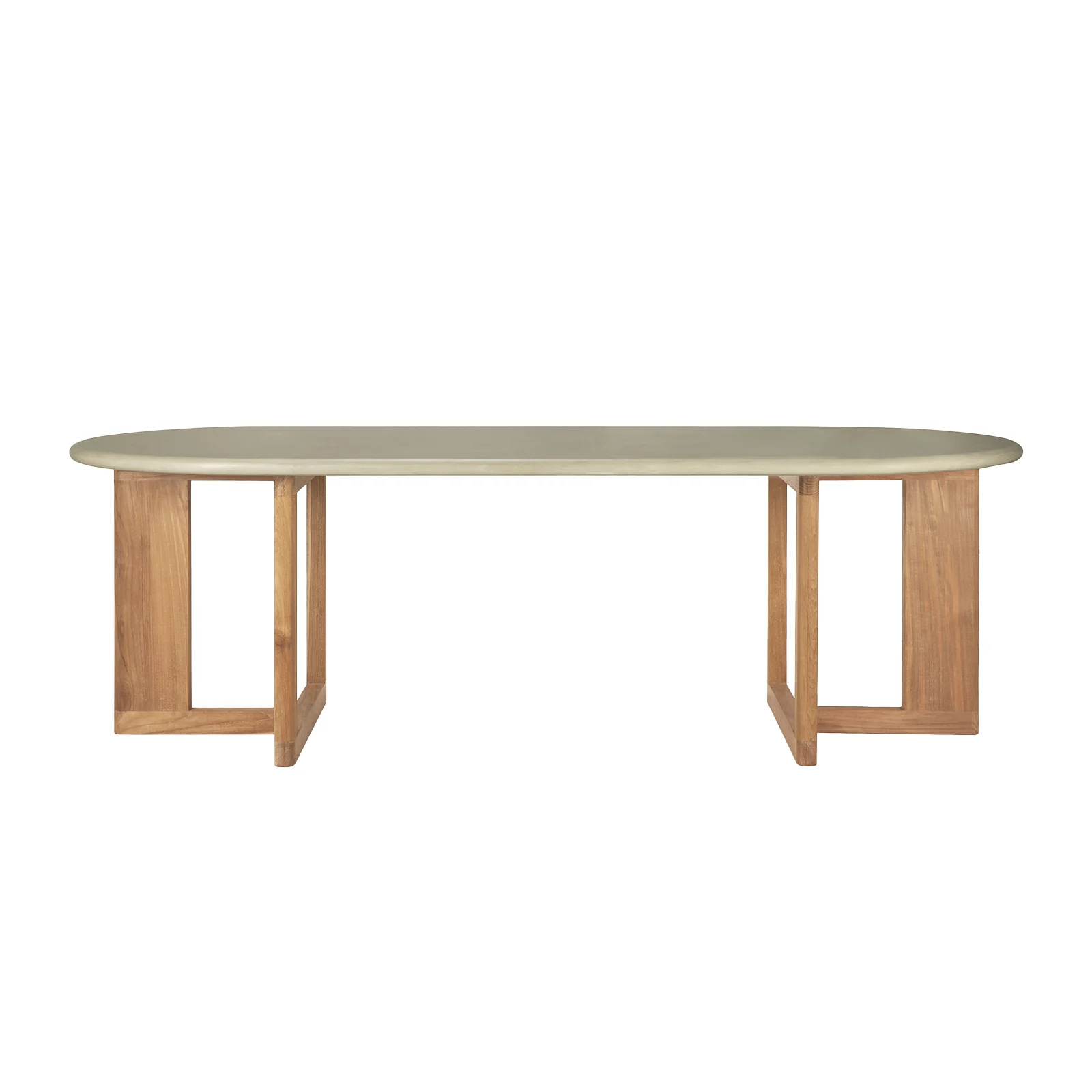 Trestle Outdoor Dining Table | Concrete & Teak - Image 3