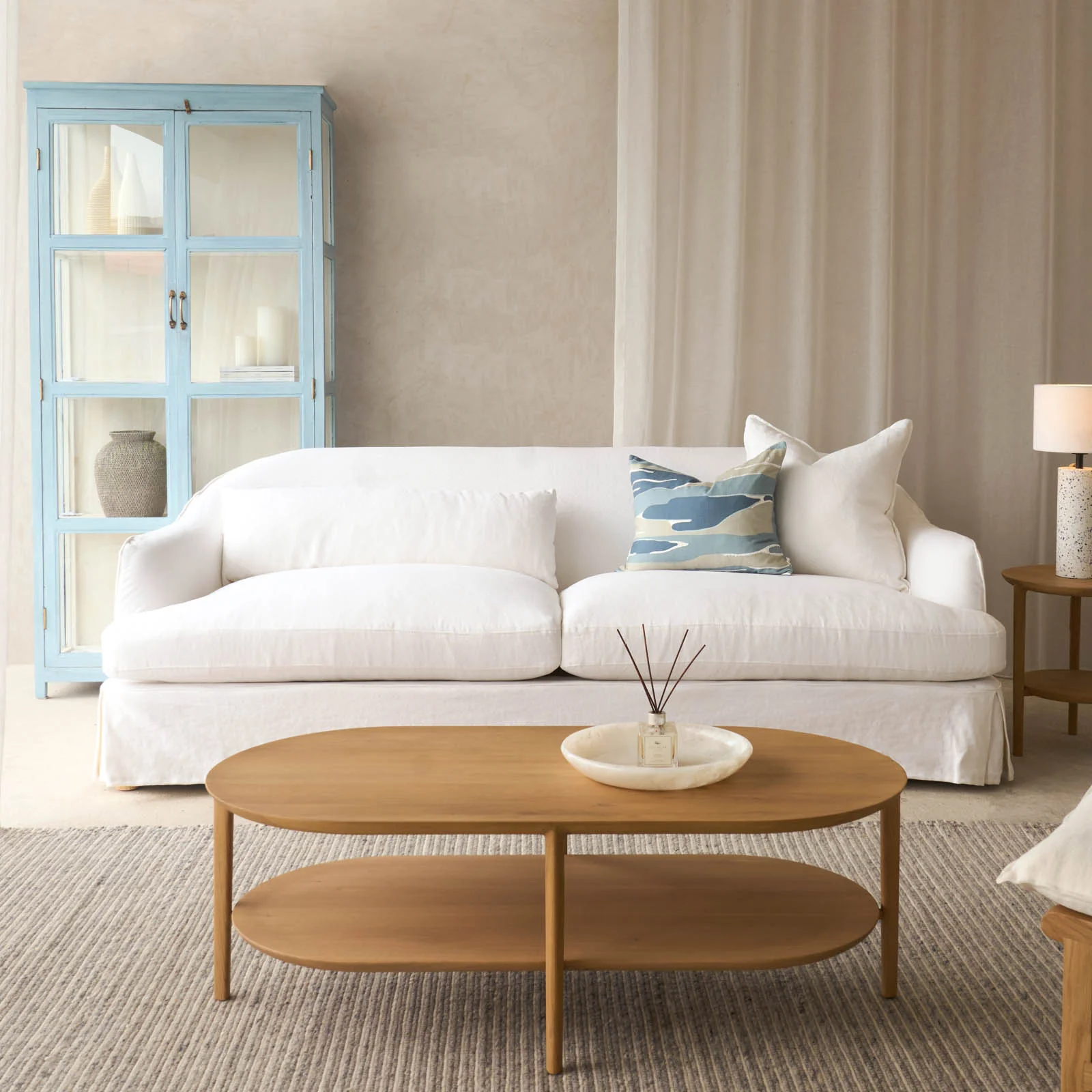 Trevi Fabric Sofa | Snow (230cm)