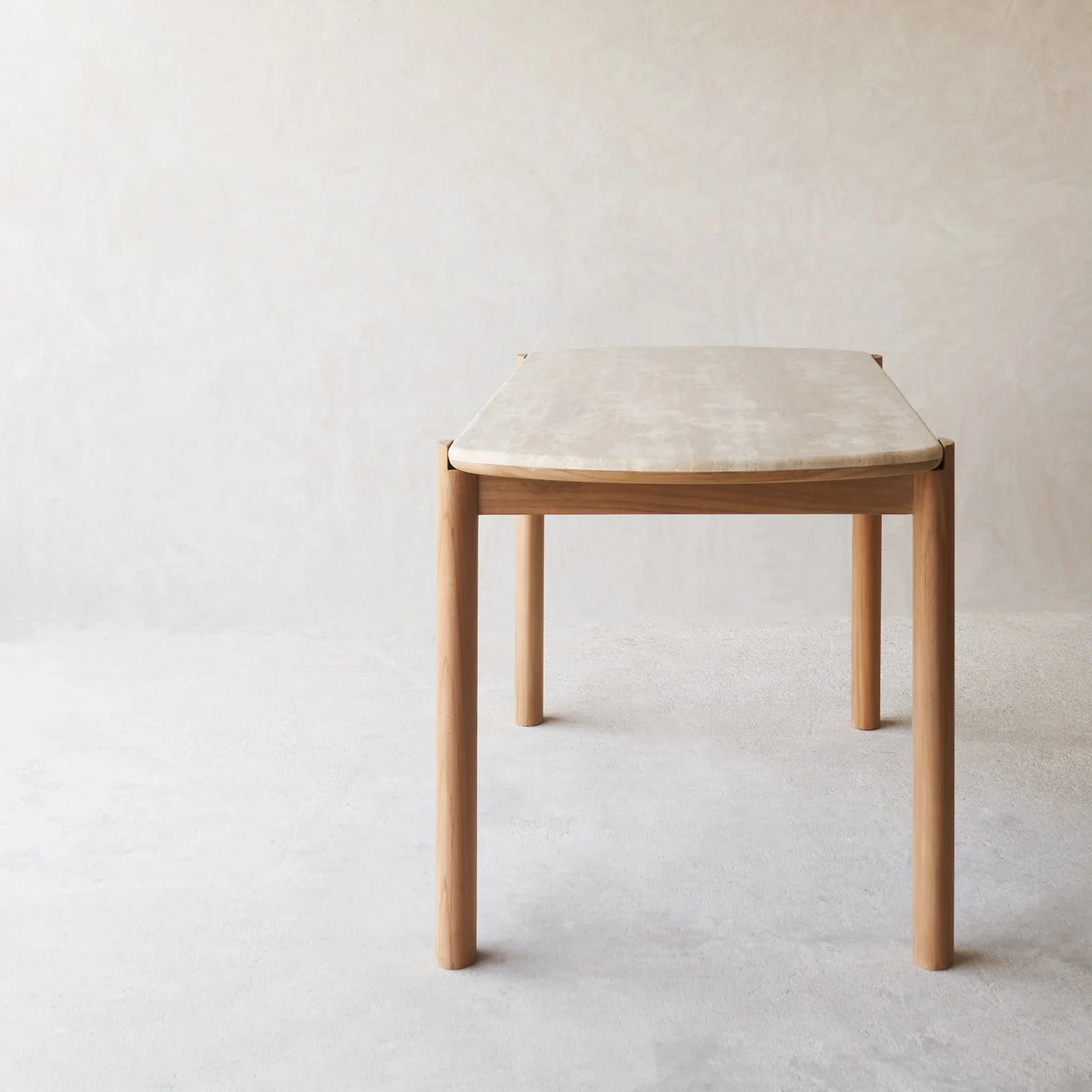 Tropez Dining Table | Travertine with Teak Base - Image 5