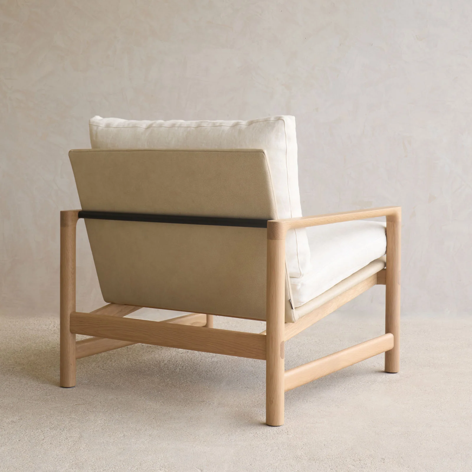 Troubadour Fabric Armchair | Blonde Oak Frame - Oyster - Image 14