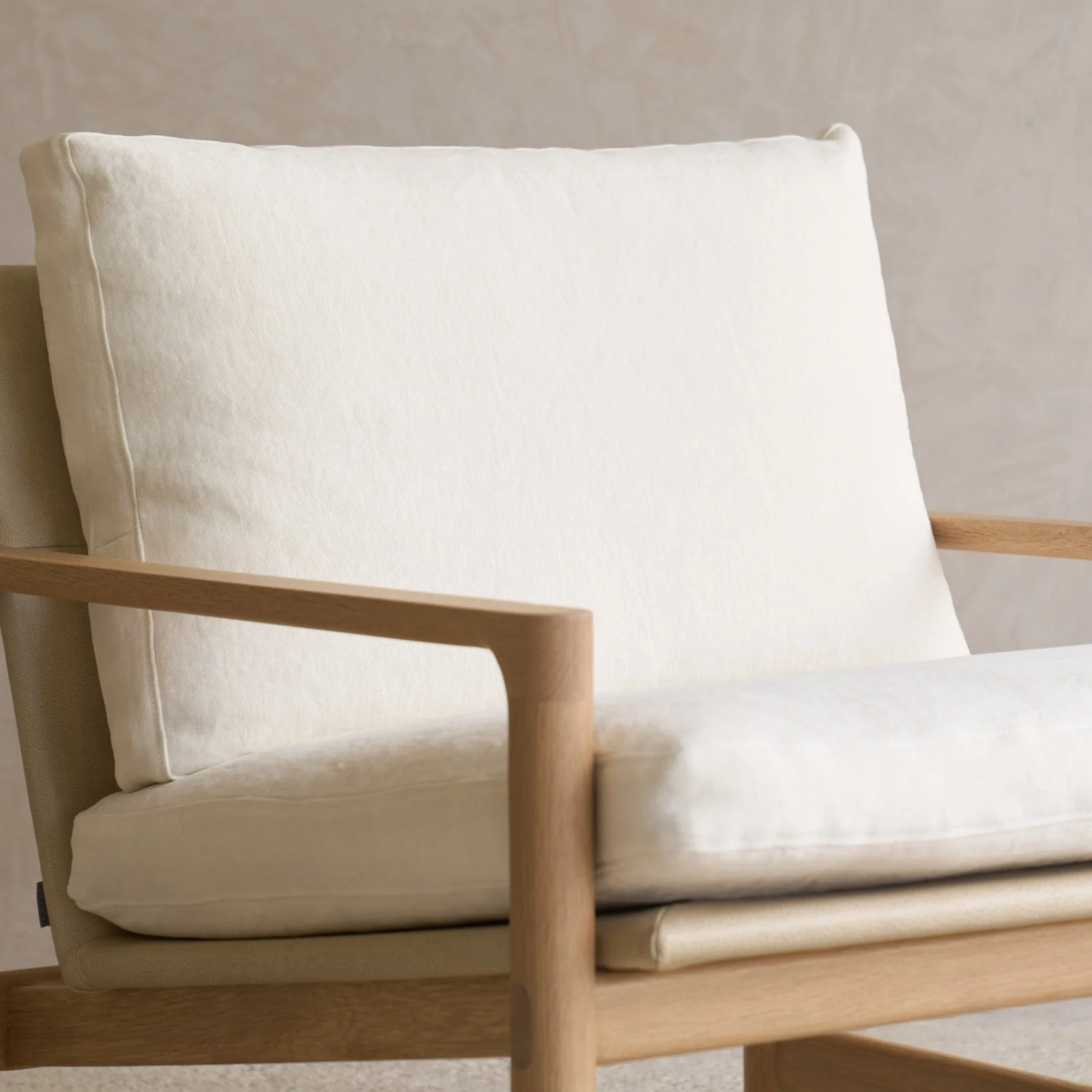 Troubadour Fabric Armchair | Blonde Oak Frame - Oyster - Image 5