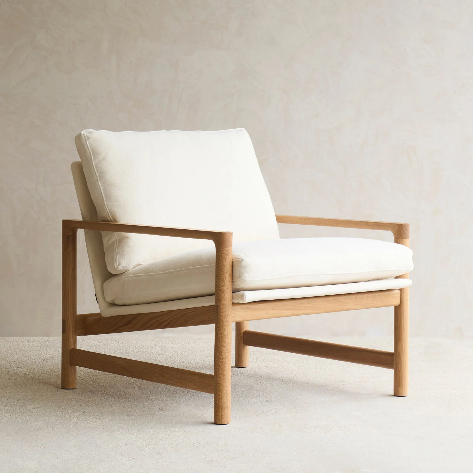 Troubadour Fabric Armchair | Oak Frame - Blanc - Image 3