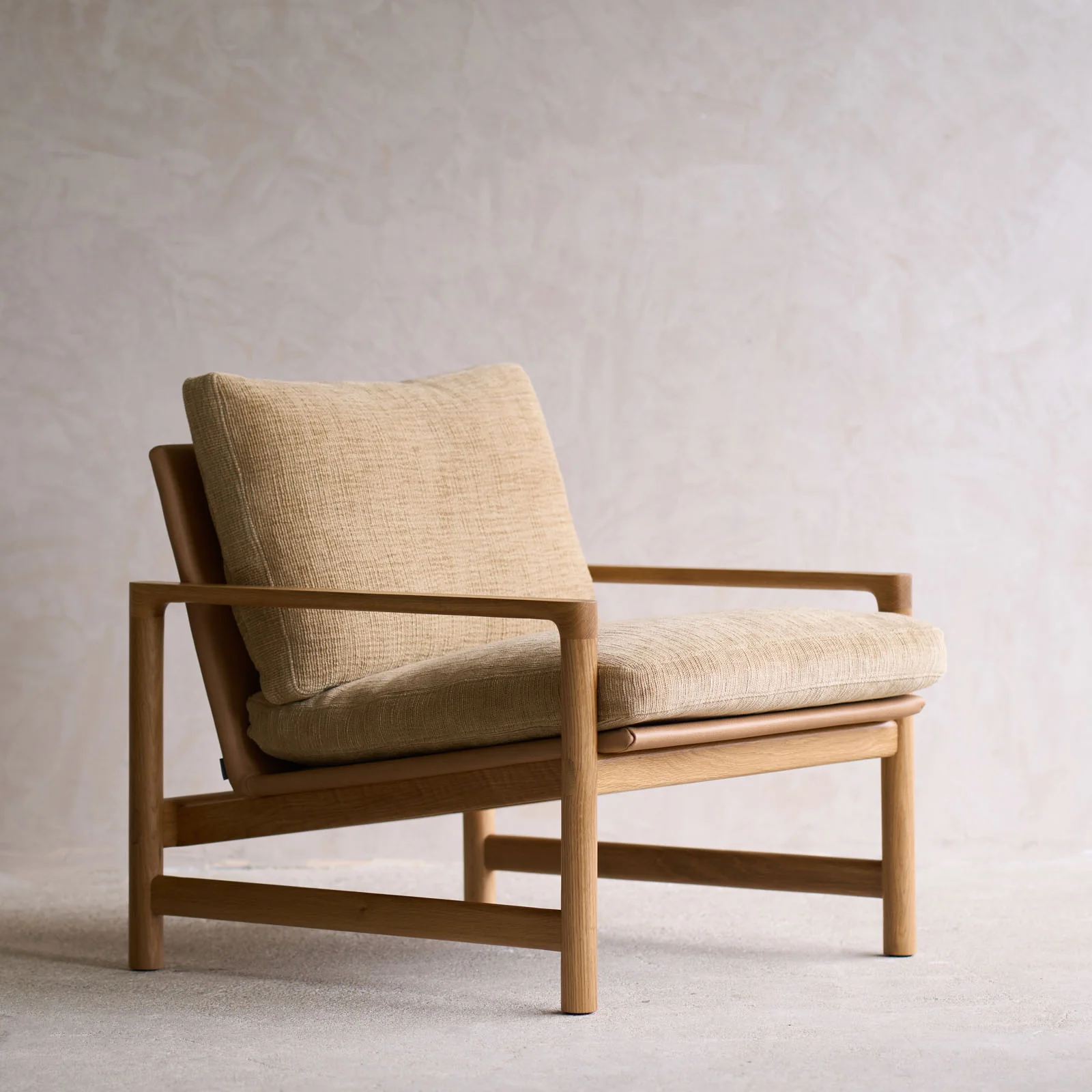 Troubadour Fabric Armchair | Oak Frame - Sherpa Toffee - Image 2