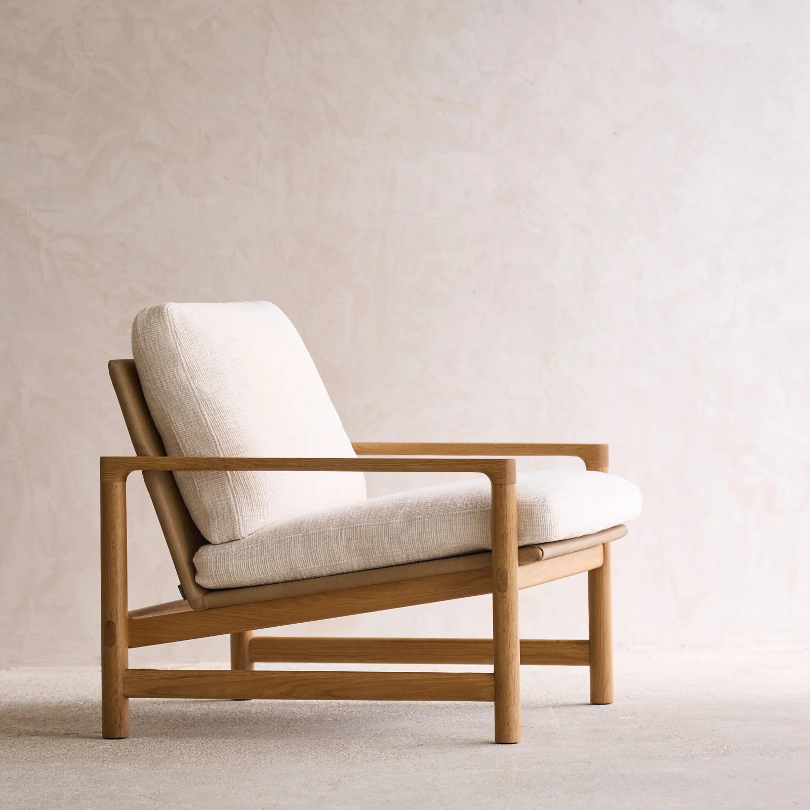 Troubadour Fabric Armchair | Oak Frame - Sherpa Yeti - Image 2