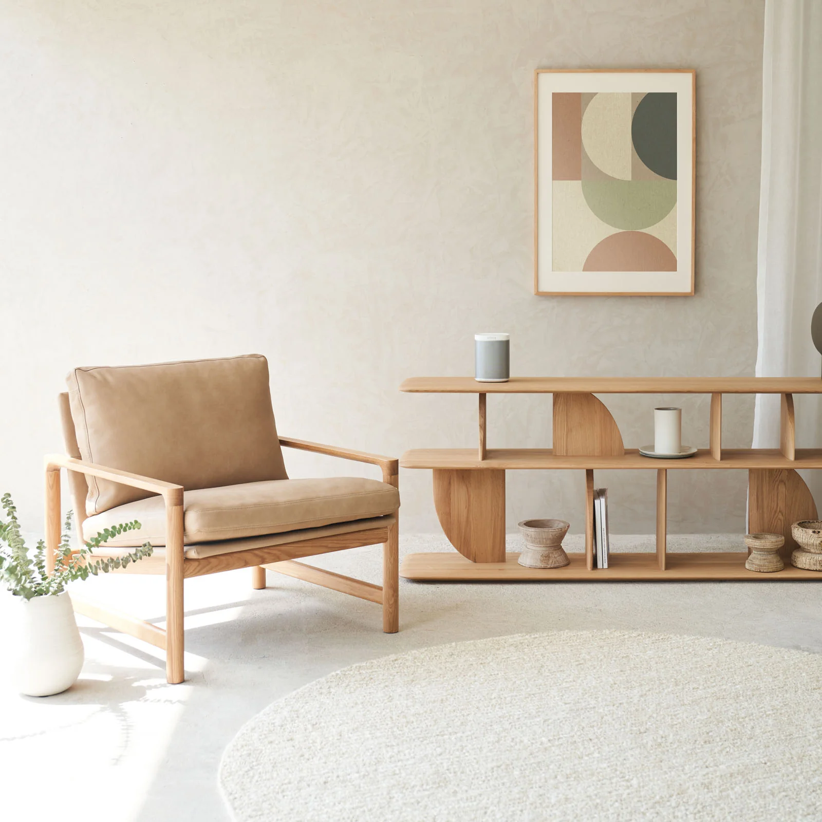 Troubadour Leather Armchair | Oak Frame - Desert - Image 5