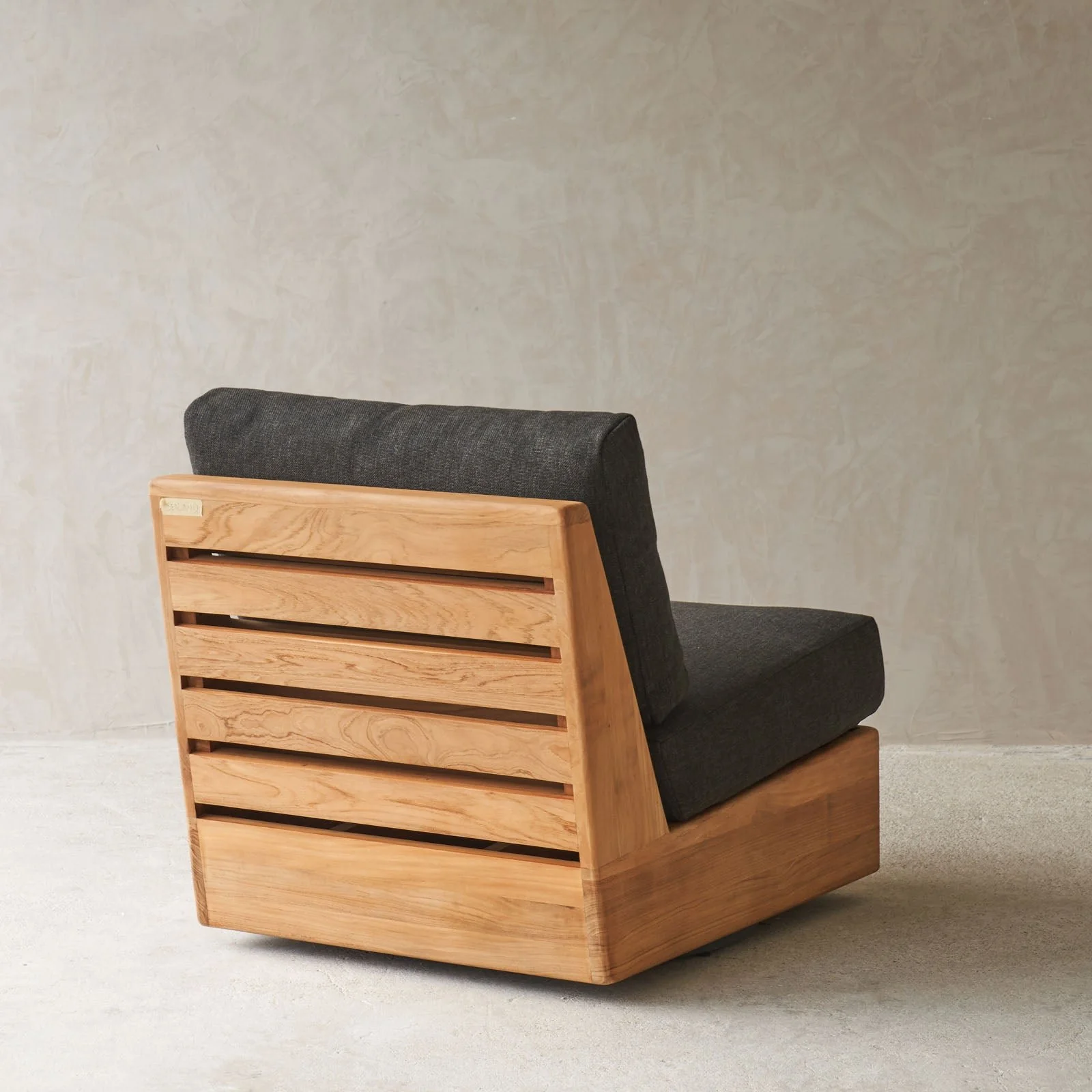 Tulum Outdoor Armless Swivel Armchair | Teak Frame - Midnight - Image 5