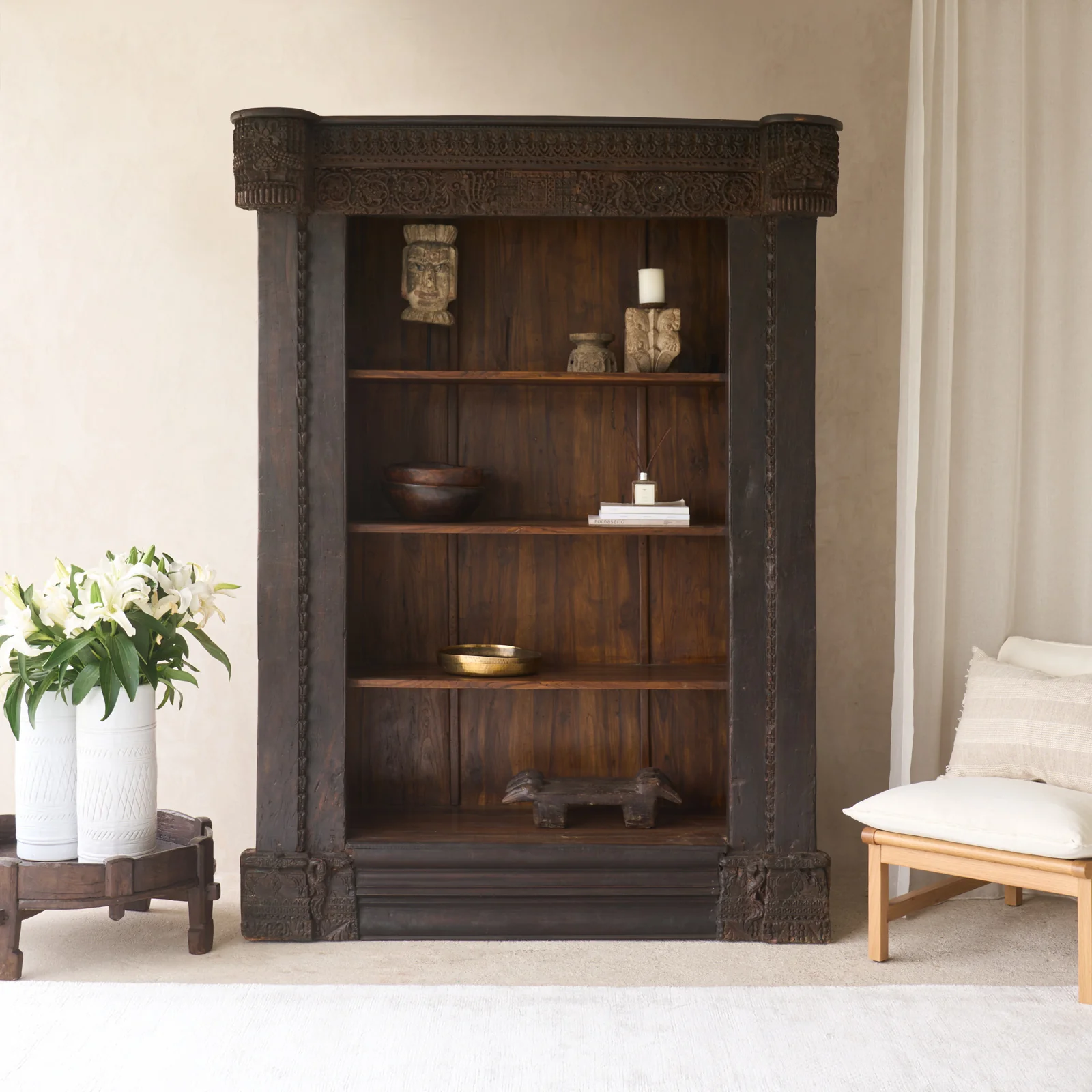 Vintage Carved Architectural Bookcase