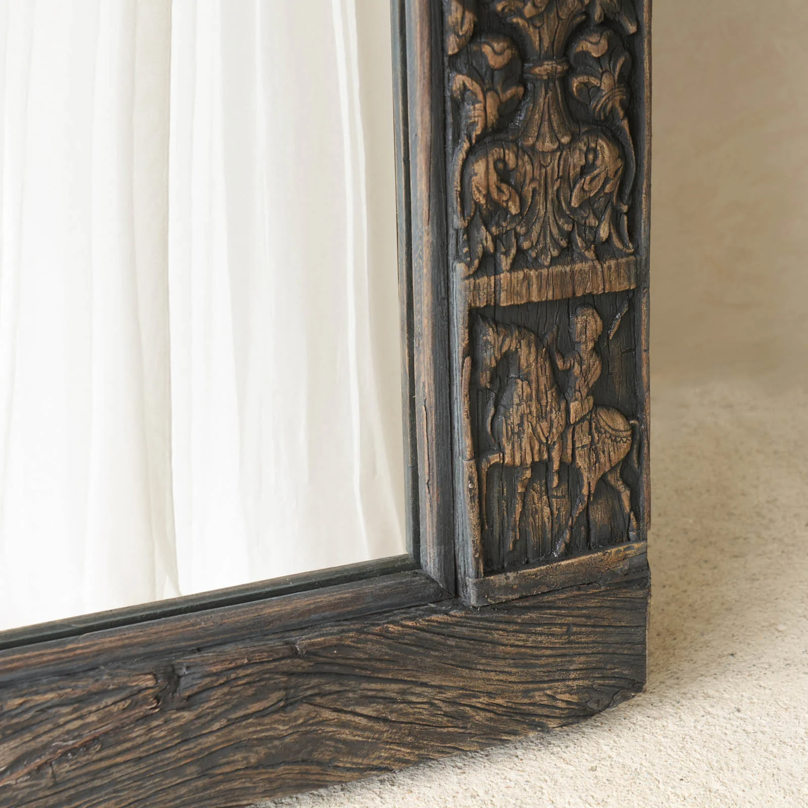 Vintage Carved Mirror Frame | Rustic Espresso - Image 5