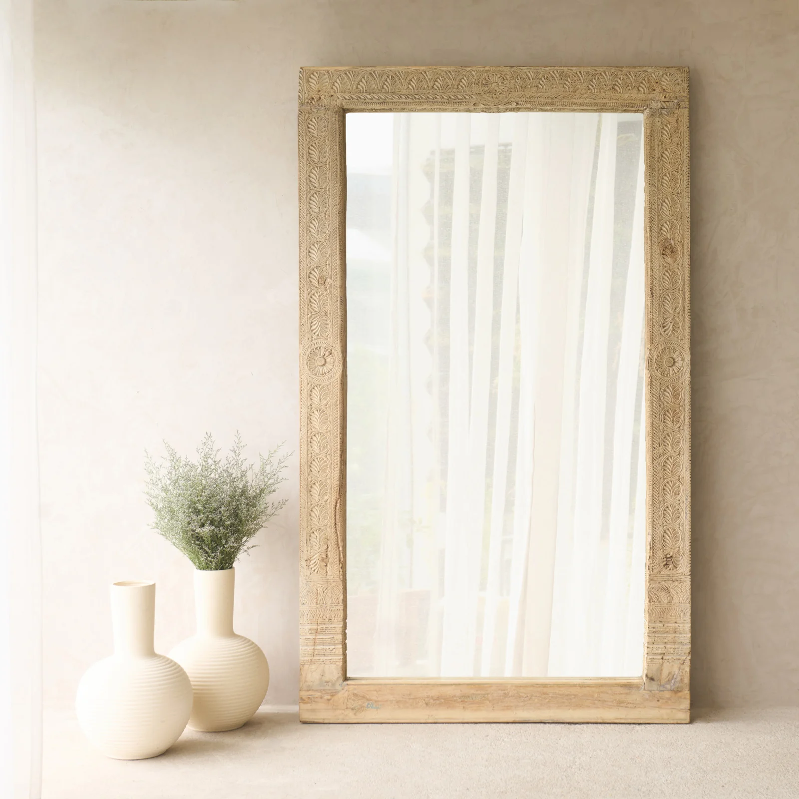 Vintage Floral Carved Mirror | C