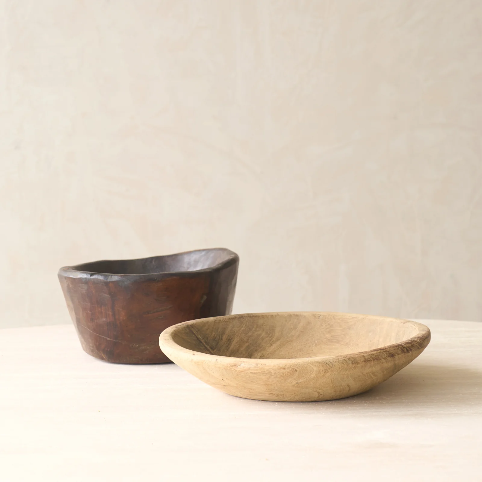 Vintage Rustic Timber Bowl Dark Brown | No. 2 - Image 3