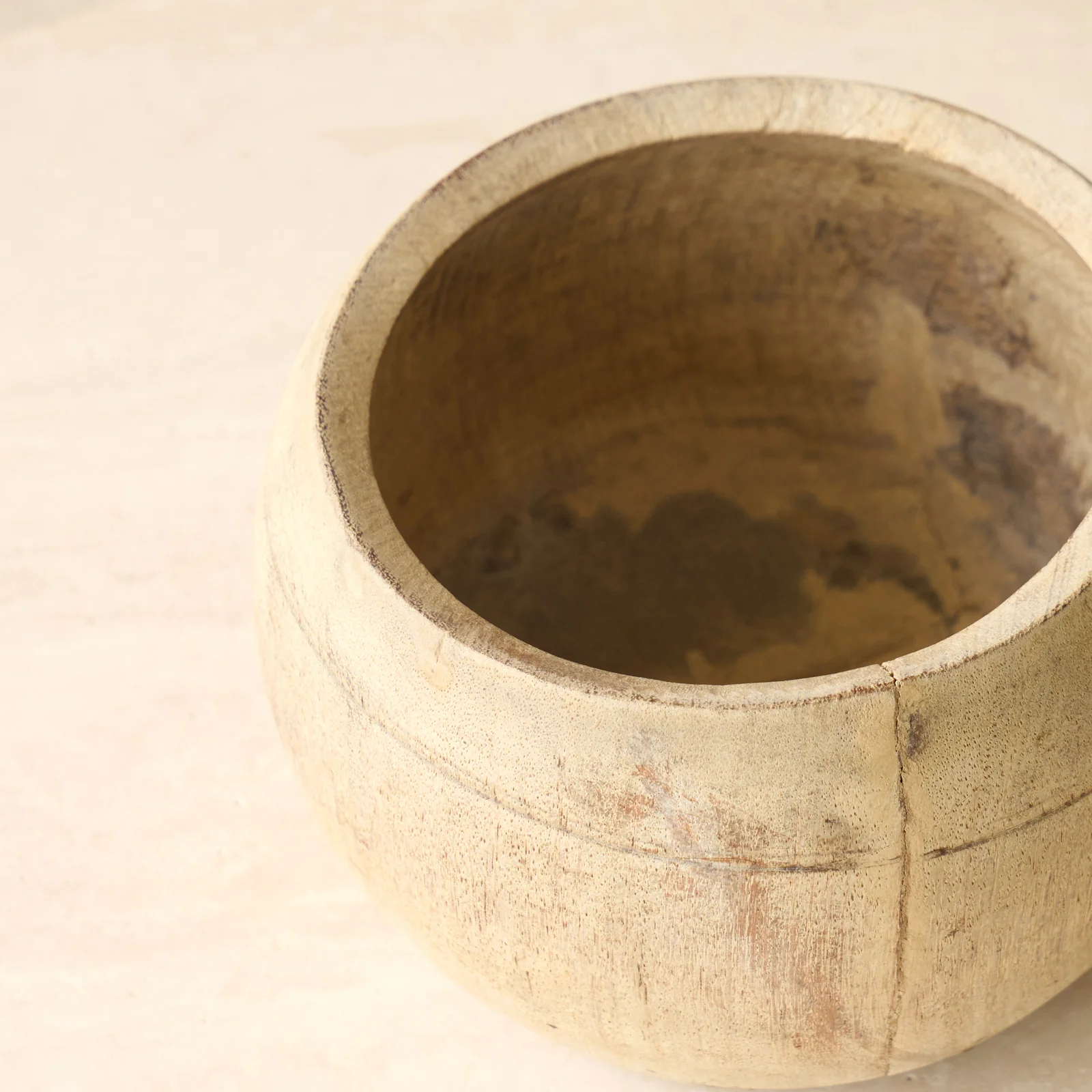 Vintage Rustic Wooden Pot Natural - Image 3