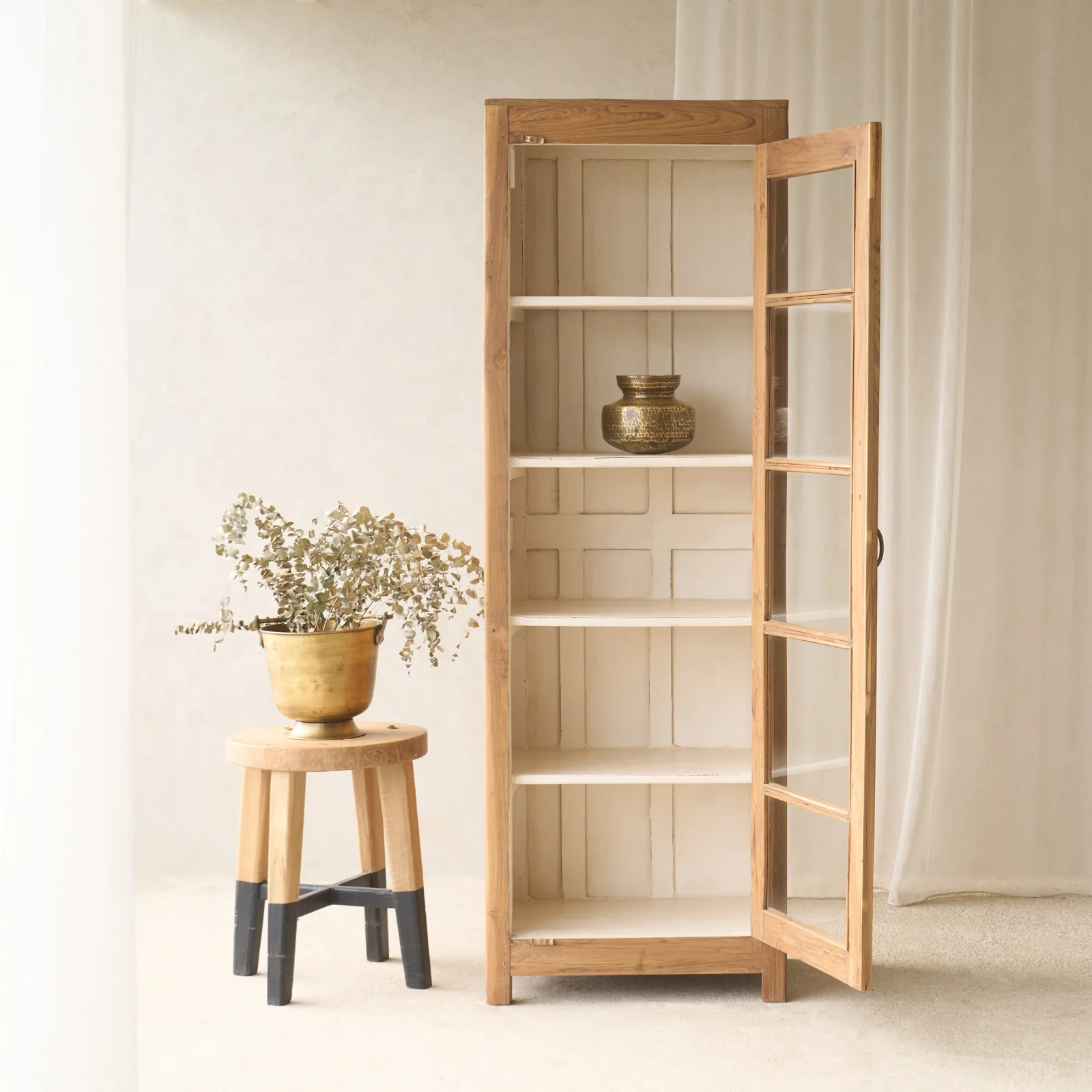 Vintage Tall Slim Cabinet | Natural - Image 2