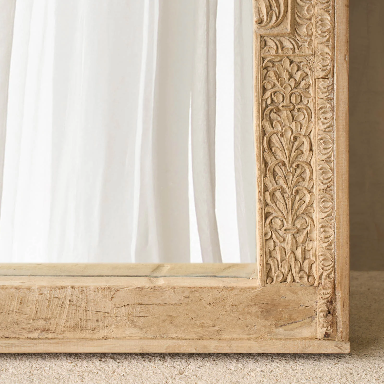 Vintage Teak Carved Mirror - Image 4