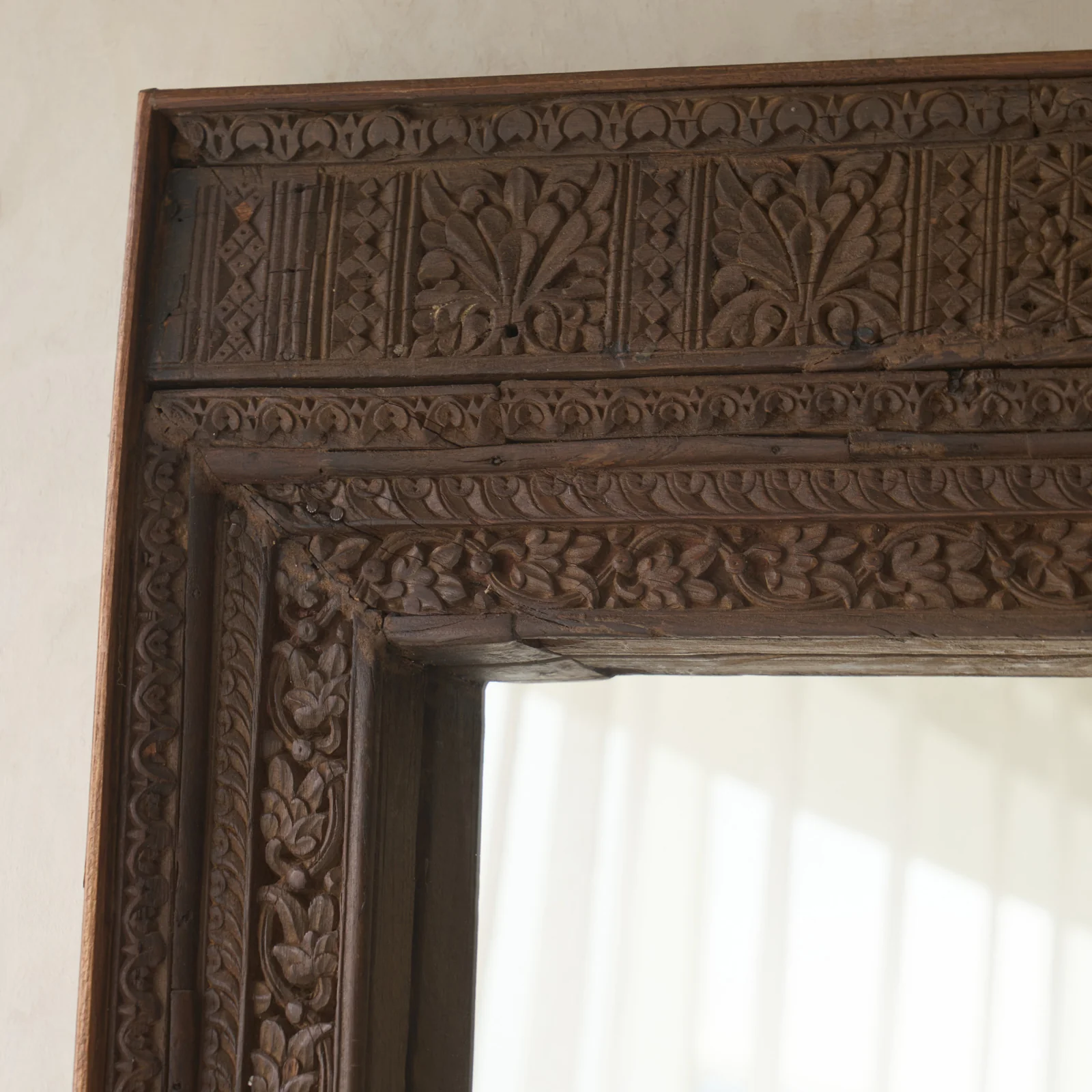Vintage Teak Carved Mirror | Dark Brown | No. 1 - Image 2