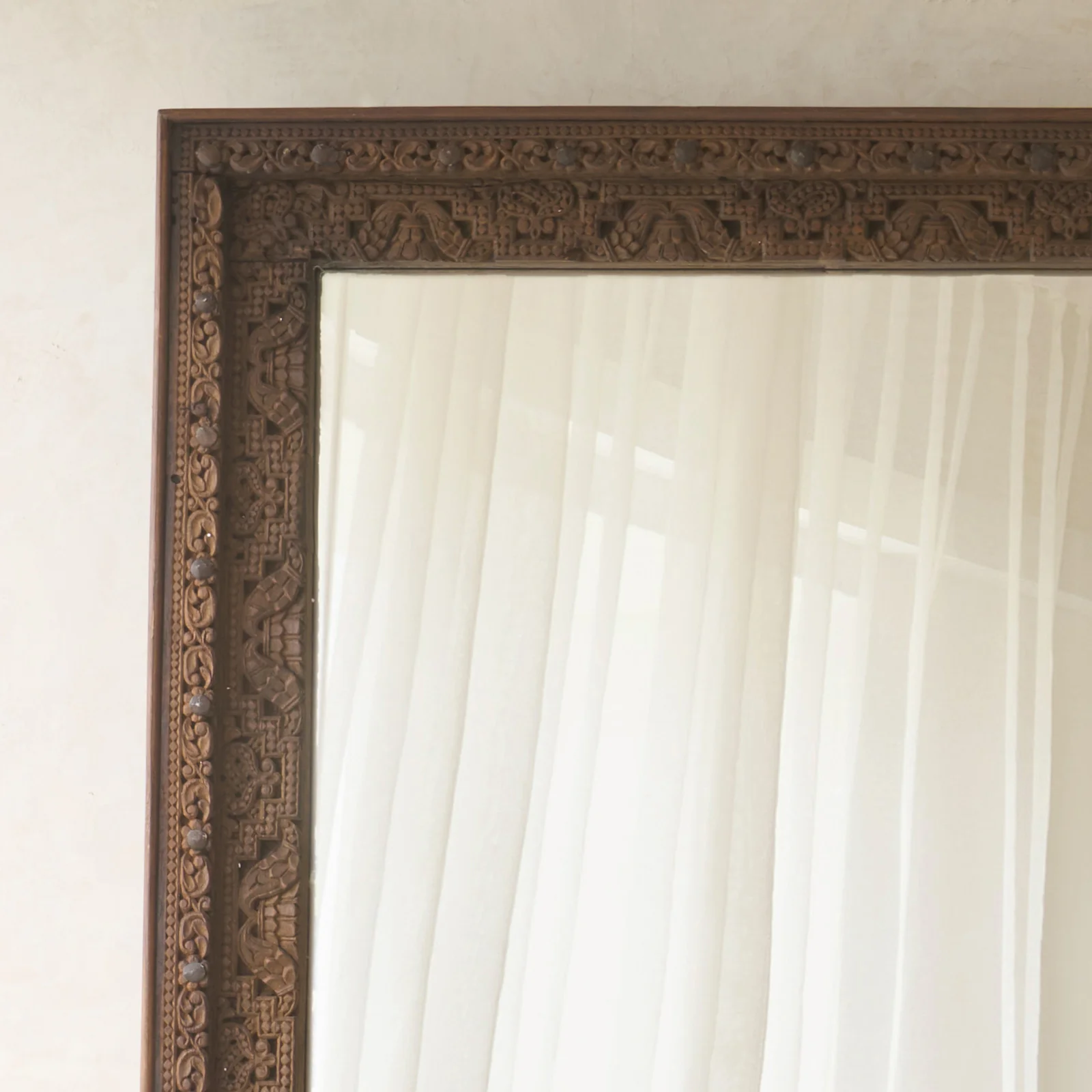 Vintage Teak Carved Mirror | Dark Brown | No. 2 - Image 2