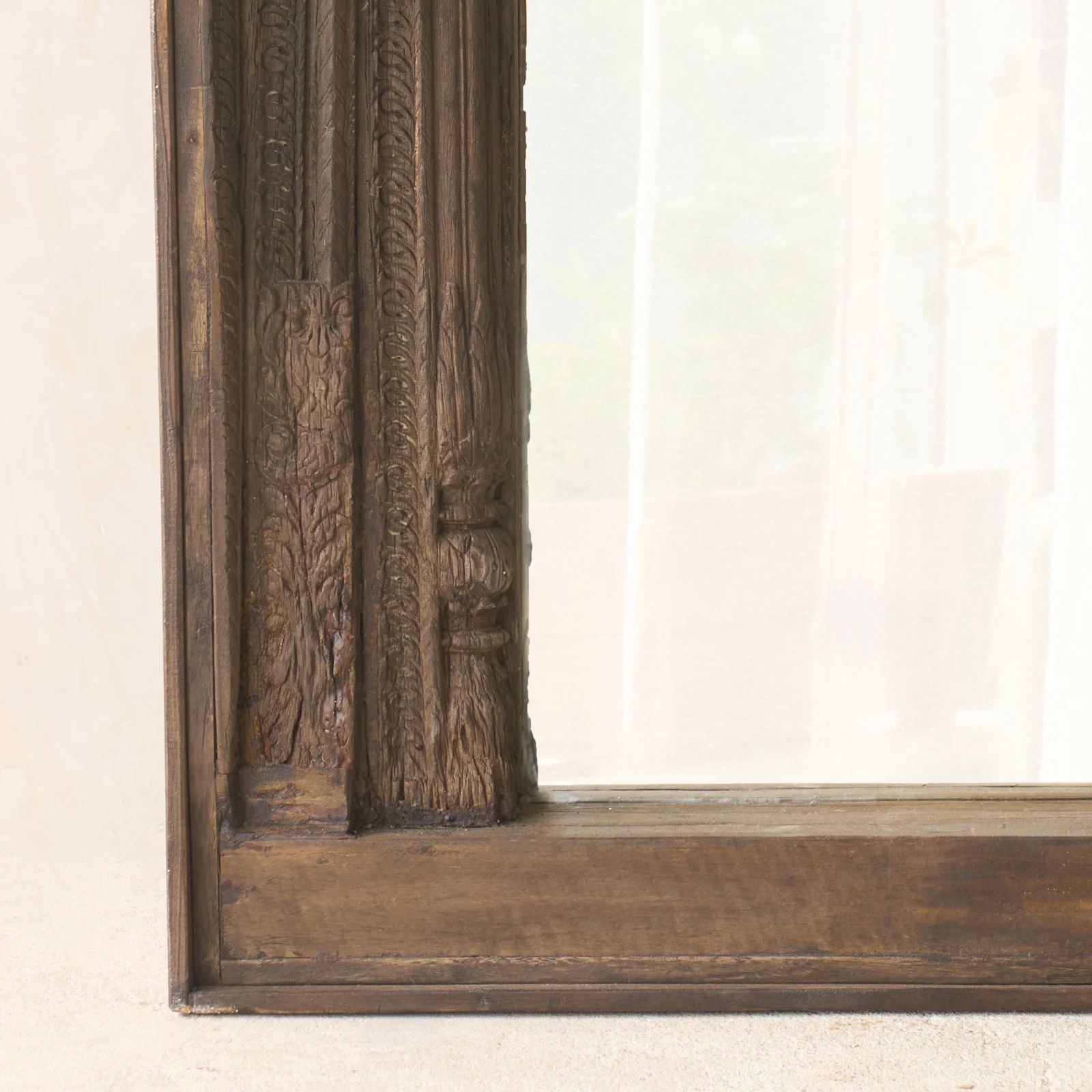 Vintage Teak Carved Mirror | Dark Brown | No. 3 - Image 3