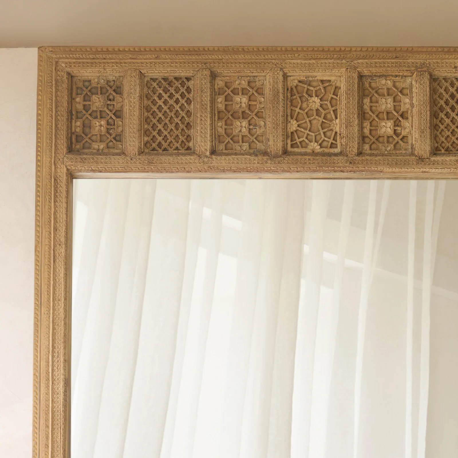 Vintage Teak Carved Mirror | Natural | No. 1 - Image 2