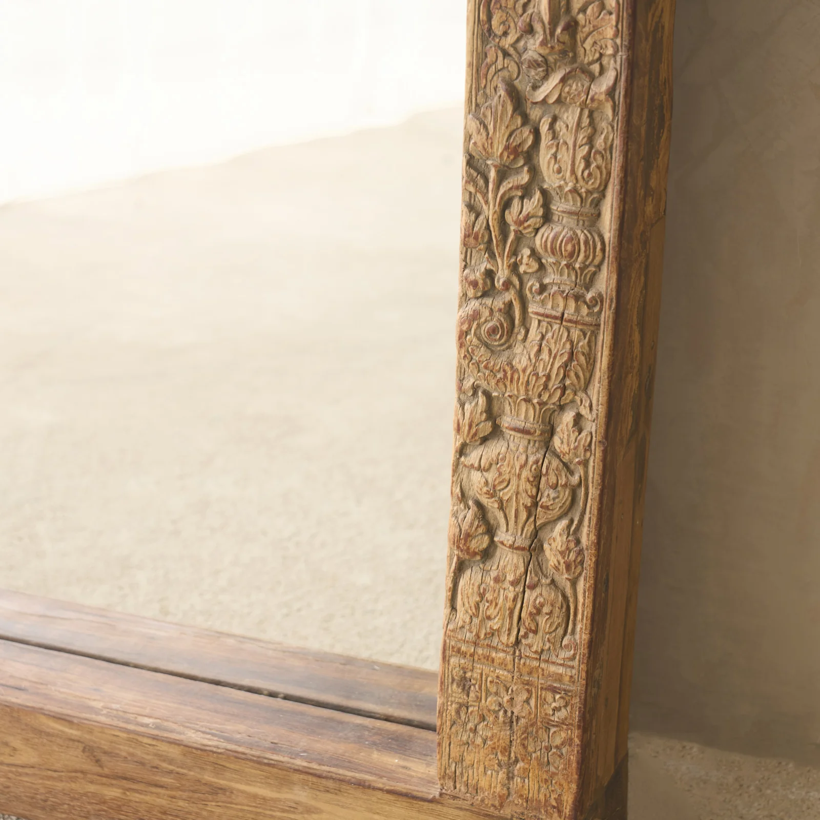 Vintage Teak Carved Mirror | Natural | No. 2 - Image 3