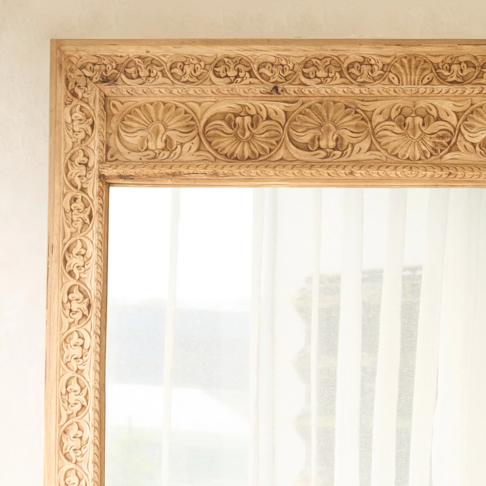 Vintage Teak Carved Mirror | Natural | No. 4 - Image 2