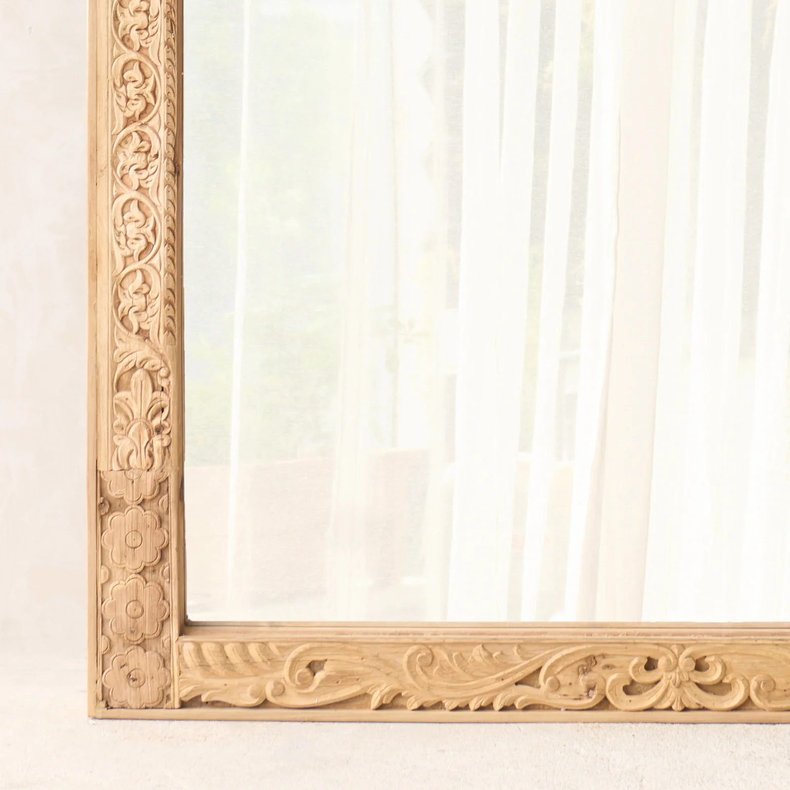 Vintage Teak Carved Mirror | Natural | No. 4 - Image 3