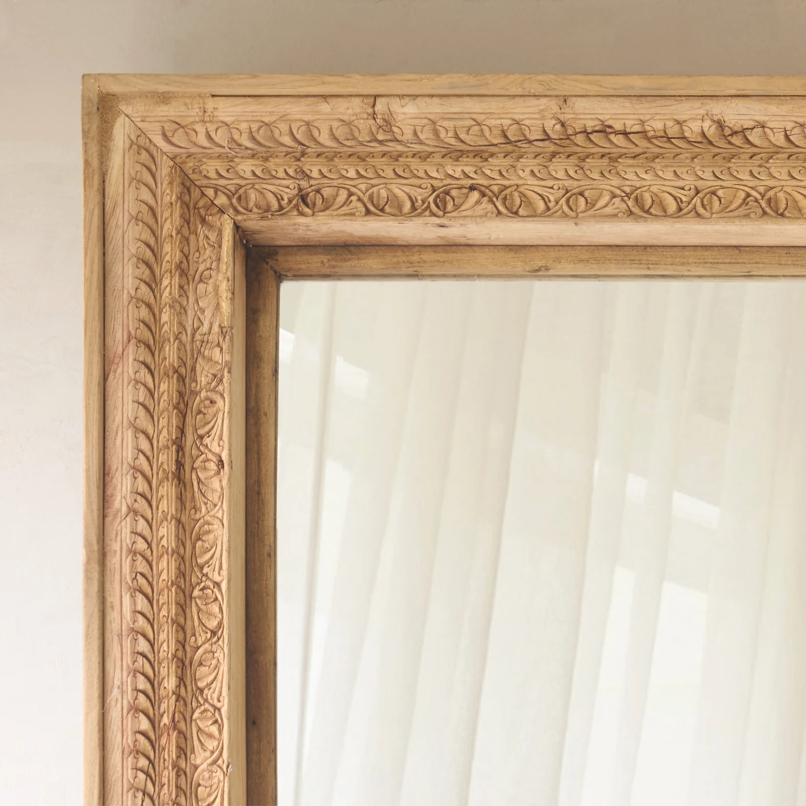 Vintage Teak Carved Mirror | Natural | No. 5 - Image 2