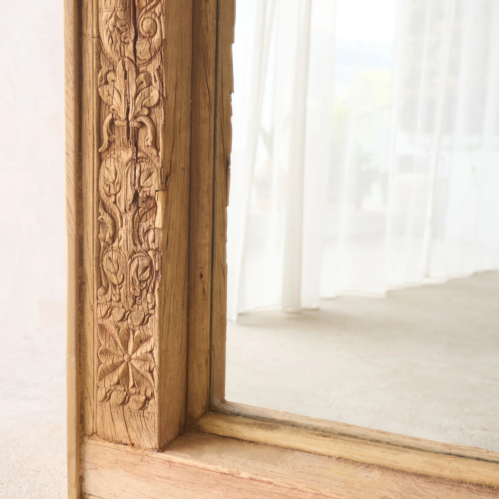 Vintage Teak Carved Mirror | Natural | No. 5 - Image 3