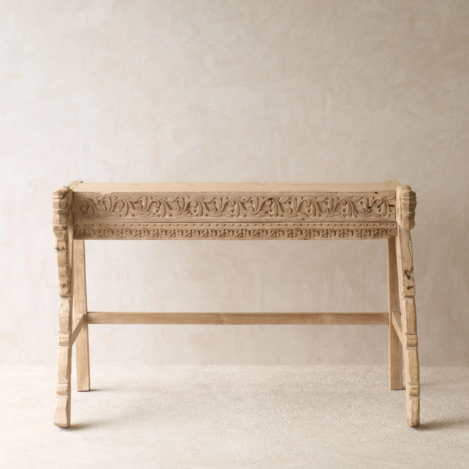 Vintage Teak Console with Carvings - Image 3