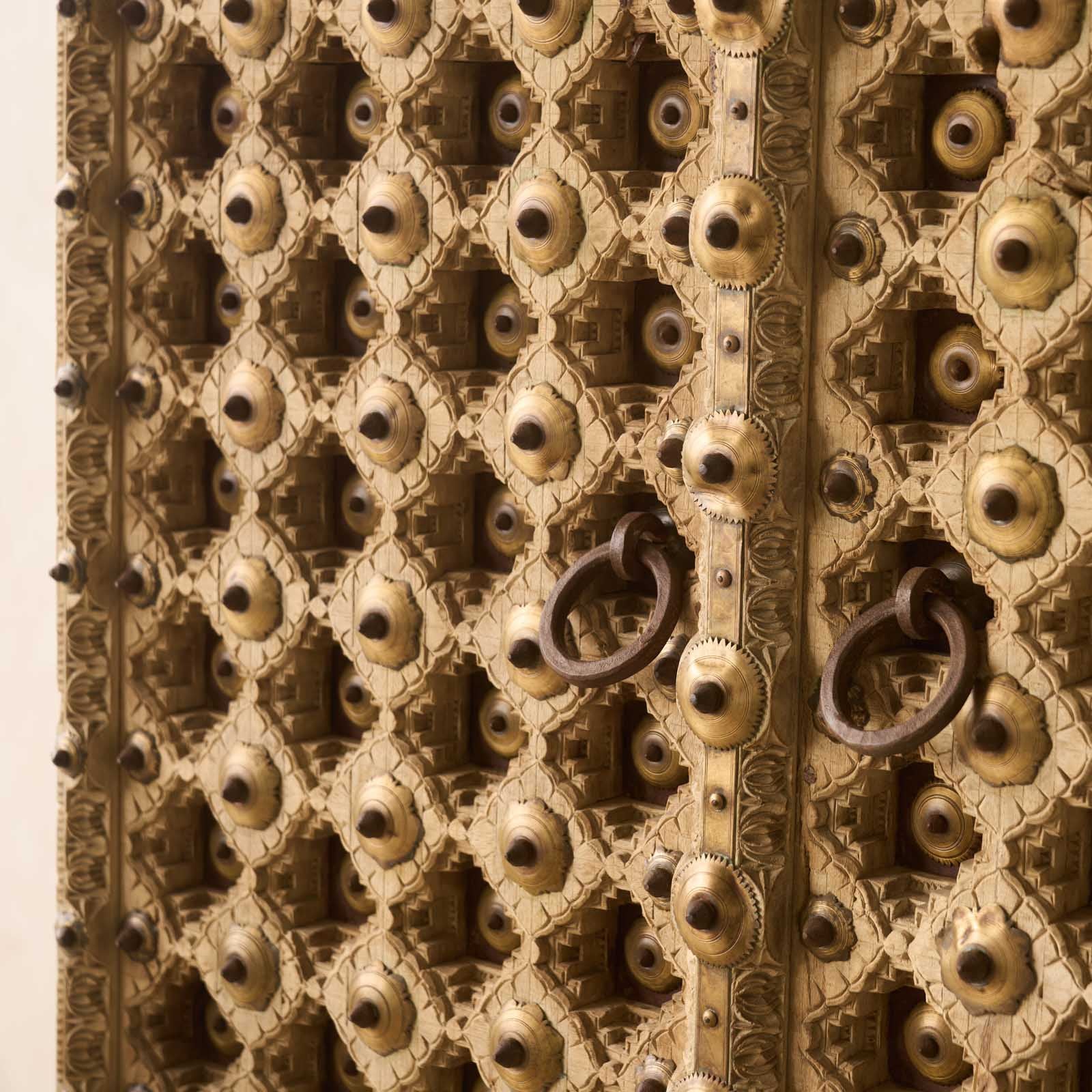 Vintage Teak Door with Brass Motifs - Image 2