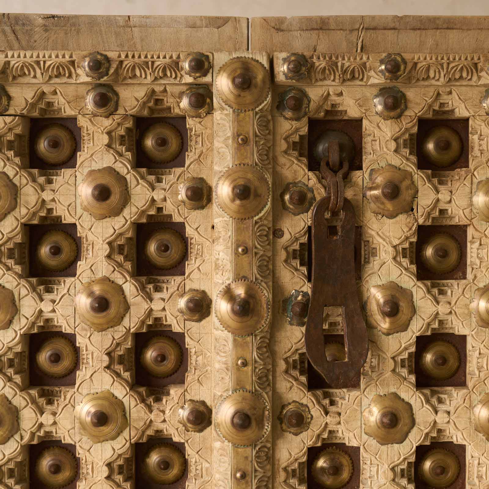 Vintage Teak Door with Brass Motifs - Image 3