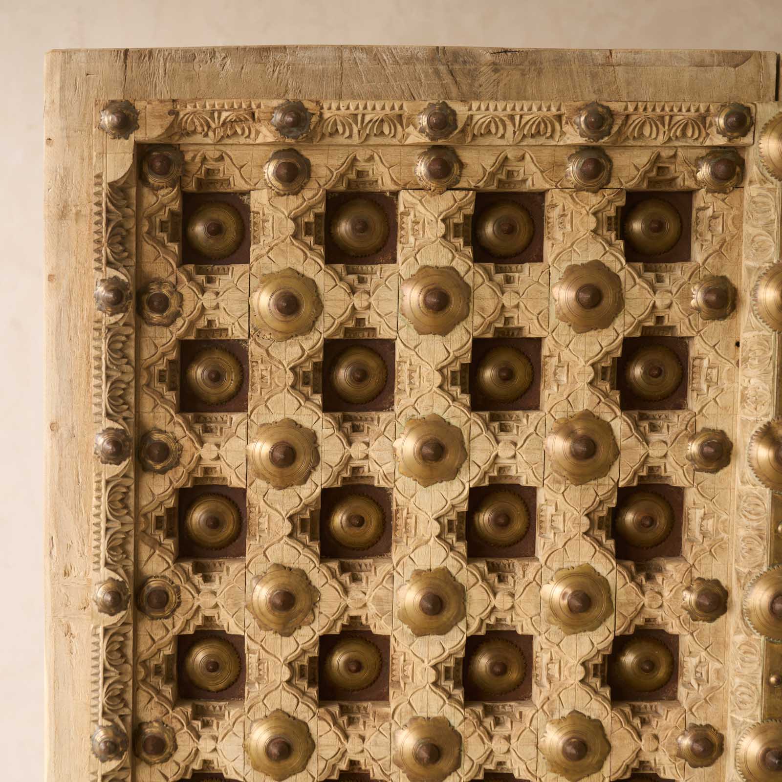 Vintage Teak Door with Brass Motifs - Image 4
