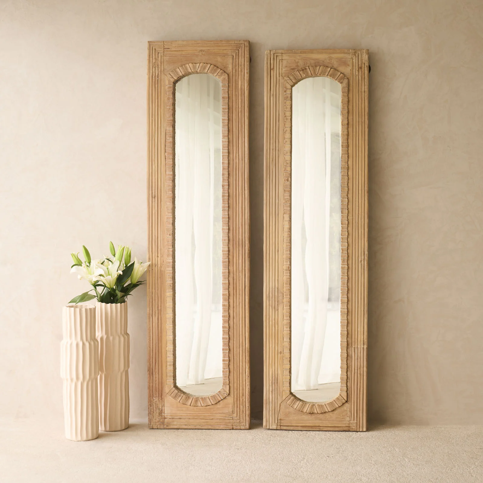 Vintage Teak Carved Mirror | Natural A - Image 3