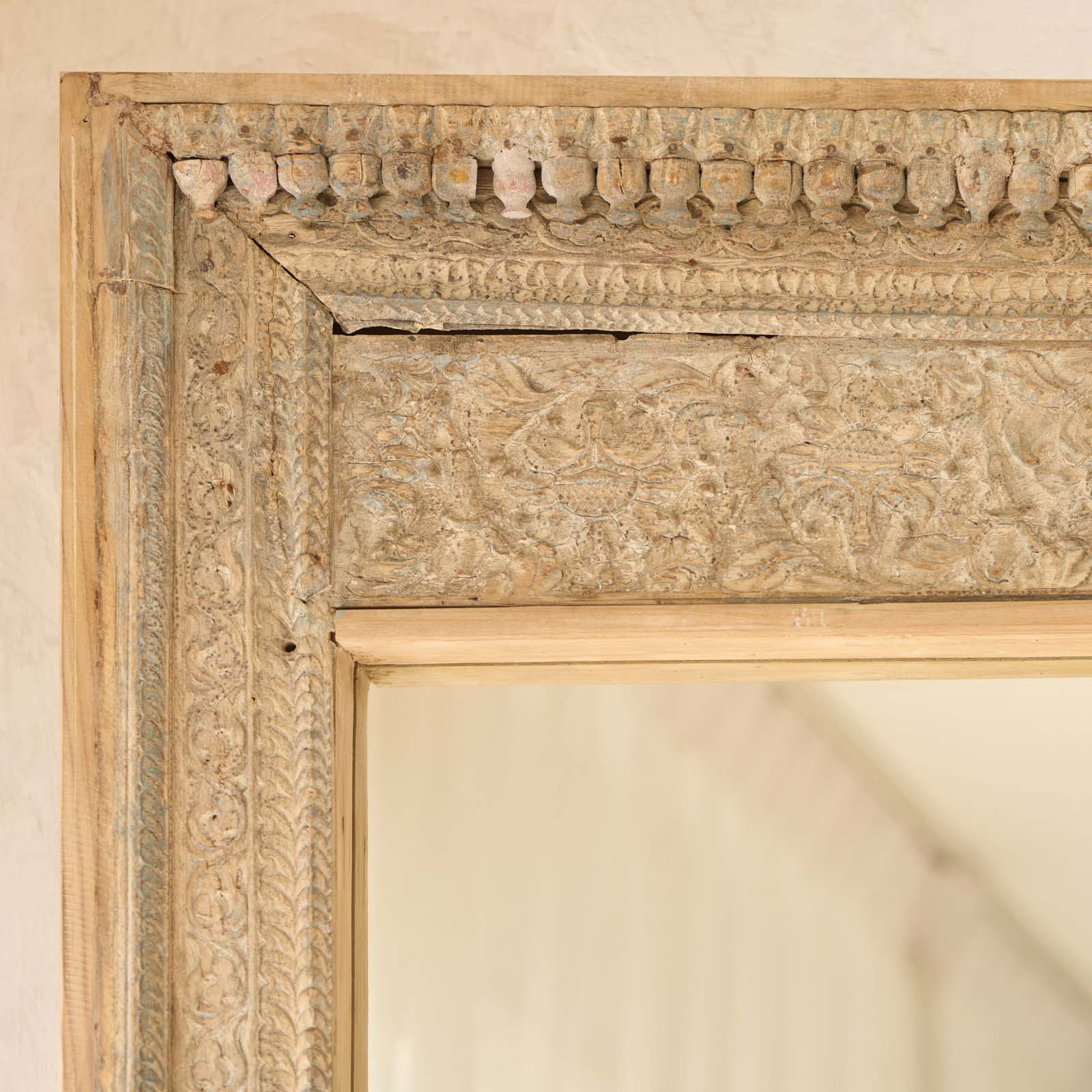 Vintage Carved Teak Mirror | Natural - Image 5