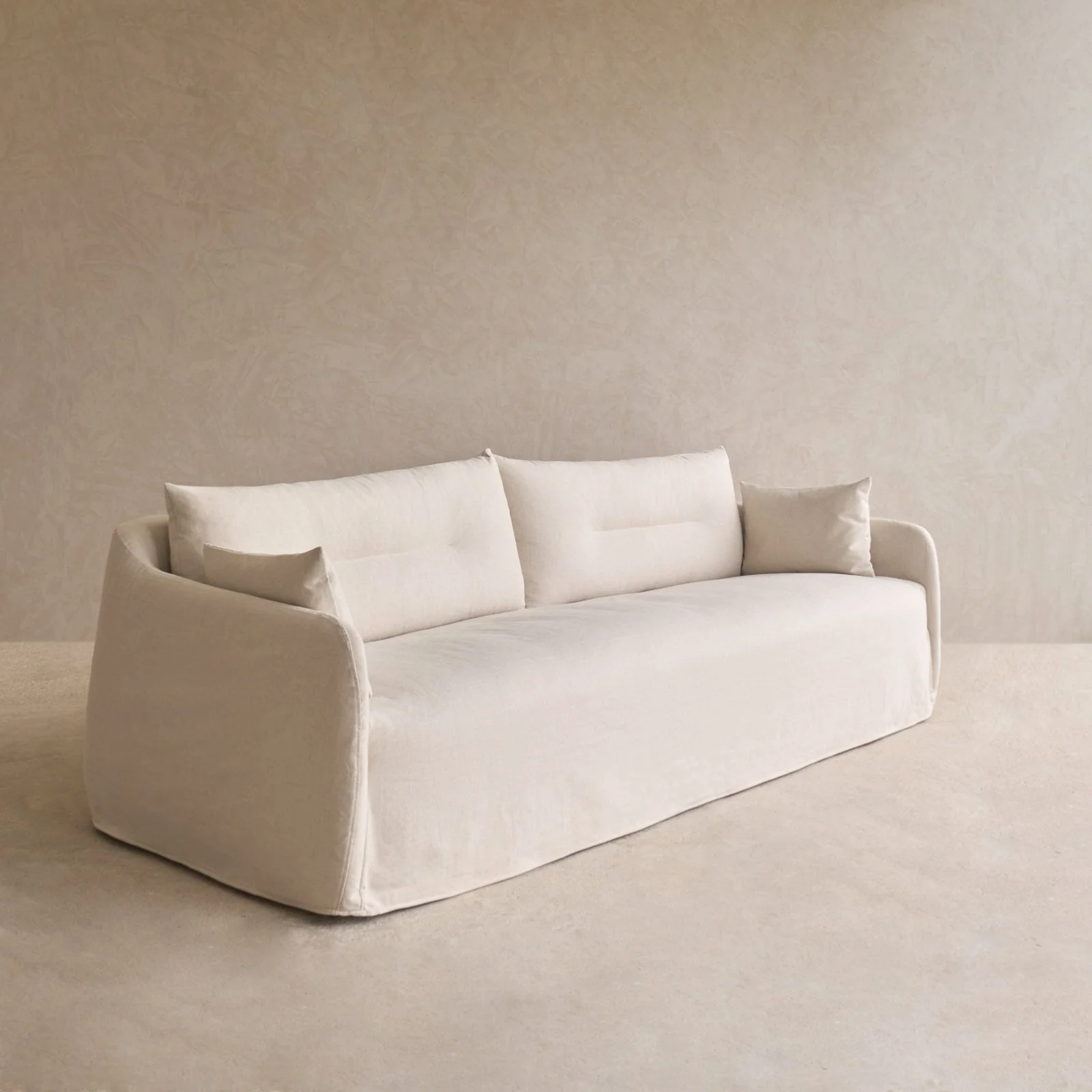 Weave Fabric Sofa | 3 Seater - Bone - Image 4