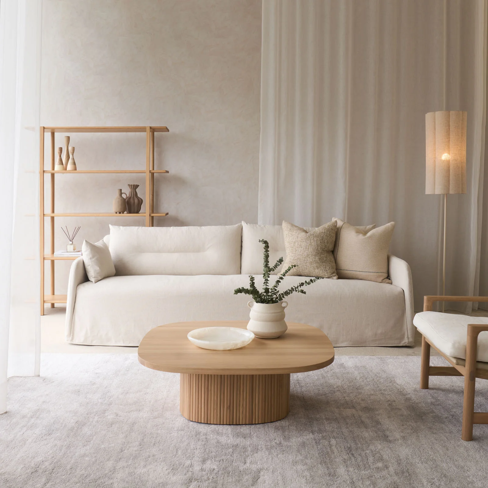 Weave Fabric Sofa | 3 Seater - Bone - Image 9