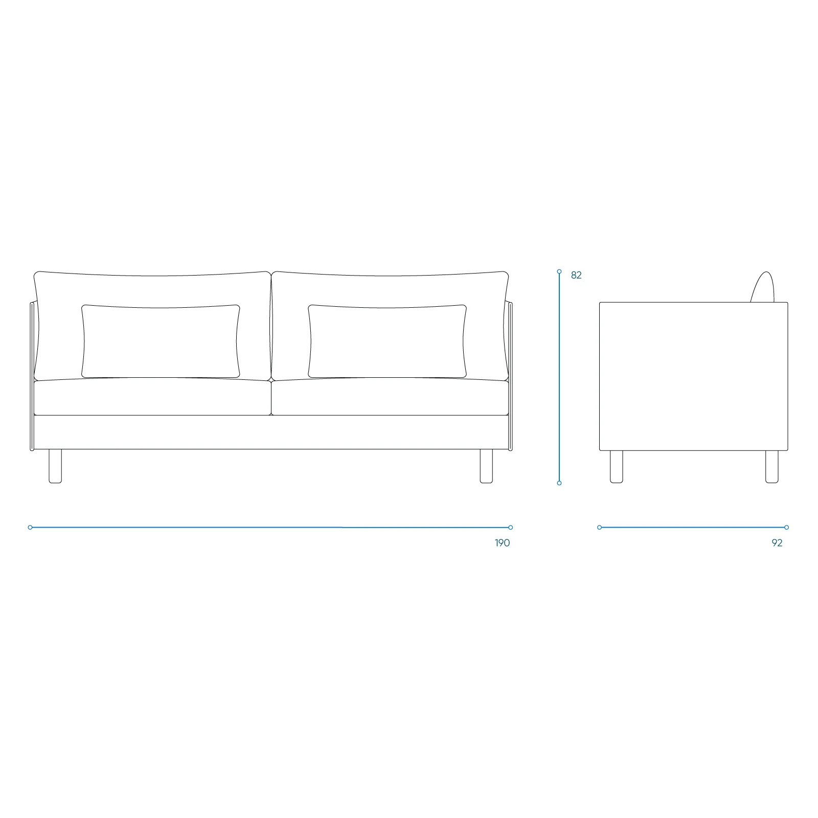 Weekend Fabric Sofa | 3 Seater - Sand (190cm) - Image 7