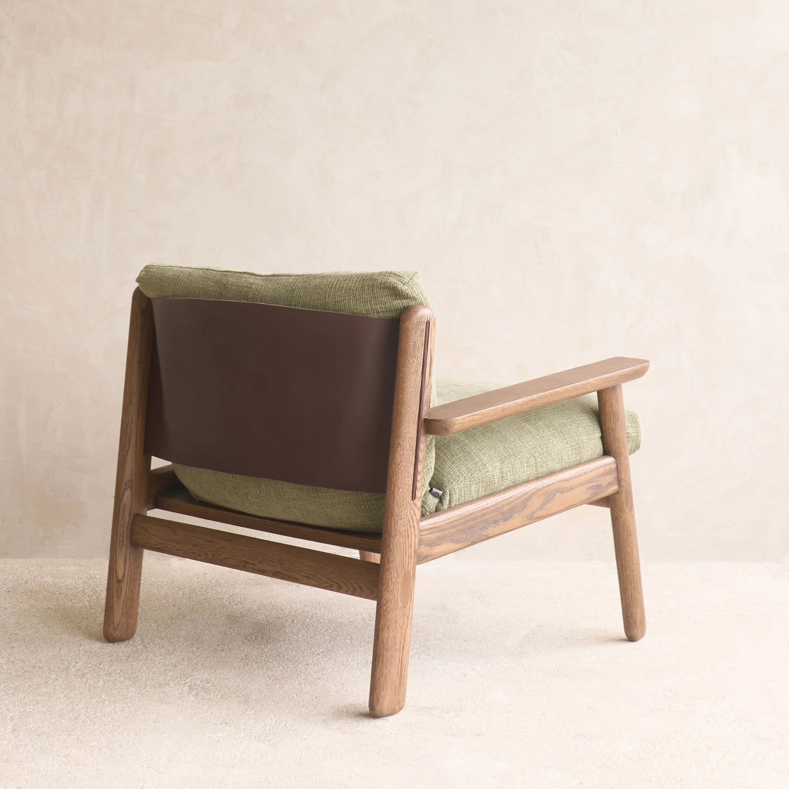 Wren Armchair | Latte Oak with Brown Leather Harness - Glen - Image 11