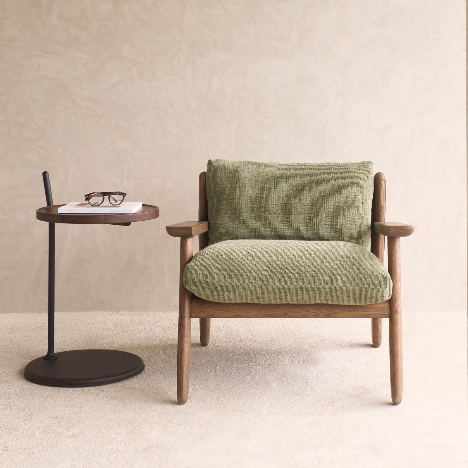 Wren Armchair | Latte Oak with Brown Leather Harness - Glen - Image 3