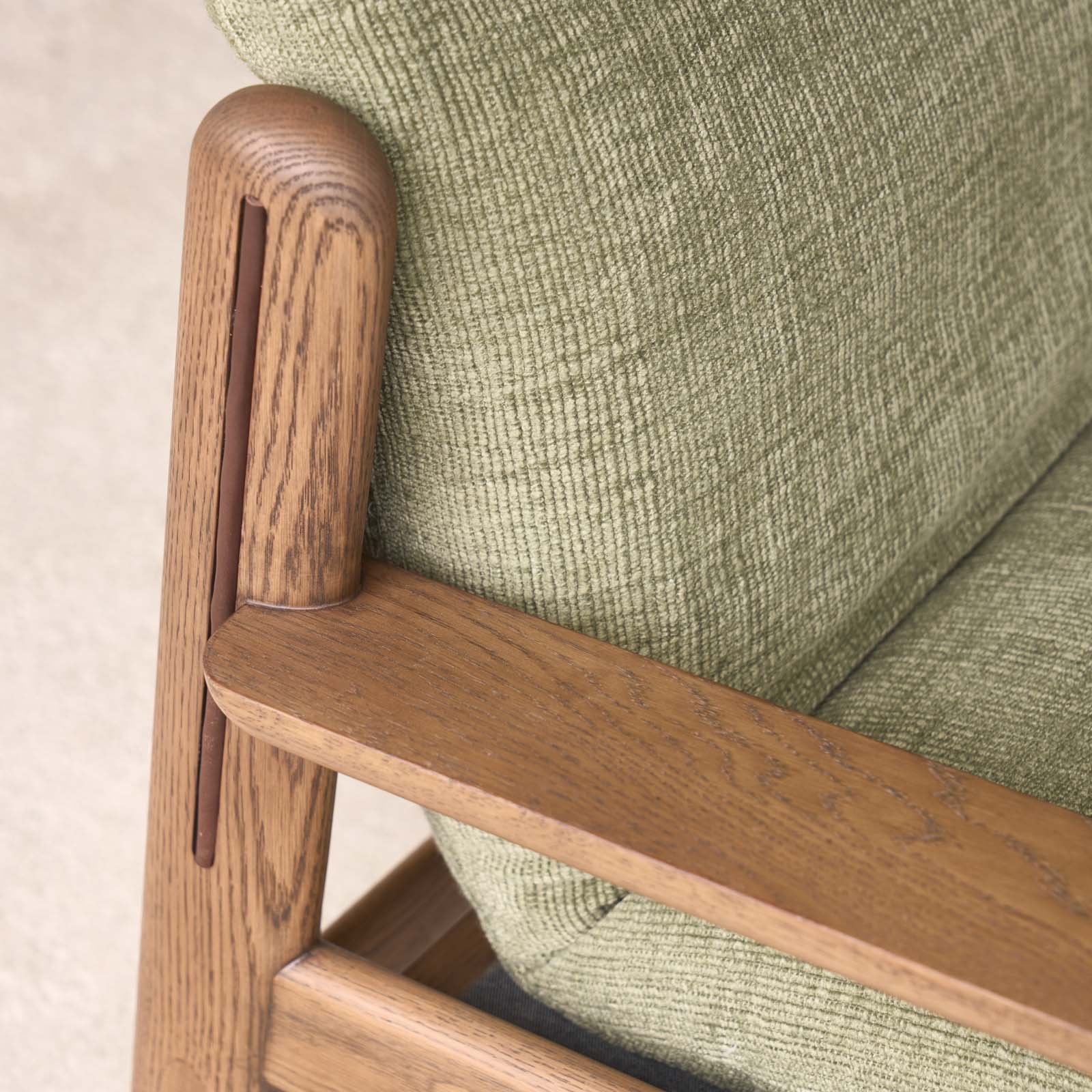 Wren Armchair | Latte Oak with Brown Leather Harness - Glen - Image 7