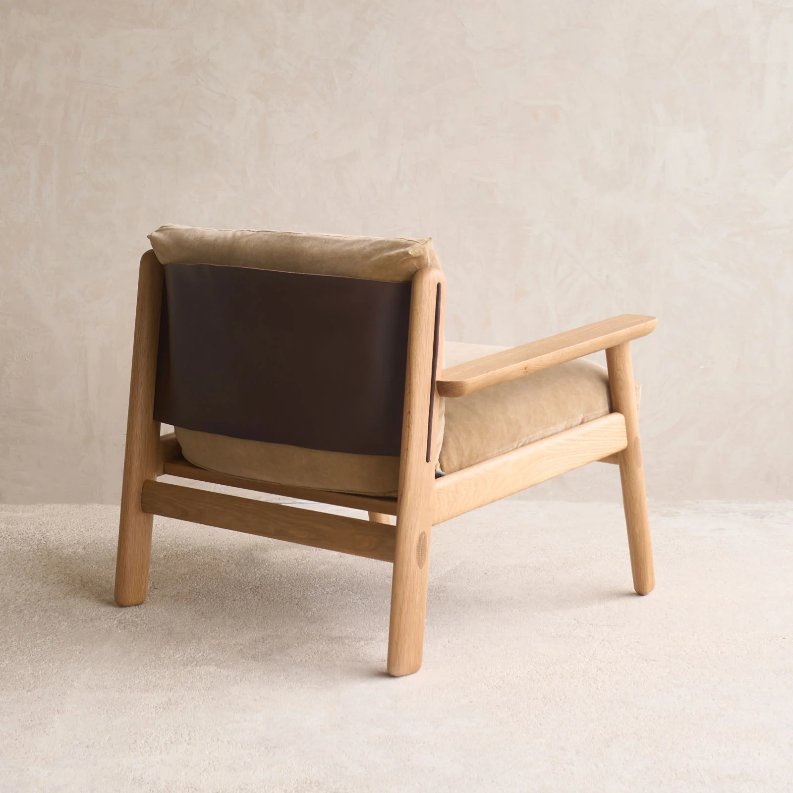 Wren Armchair | Oak with Brown Leather Harness - Canopy - Image 10