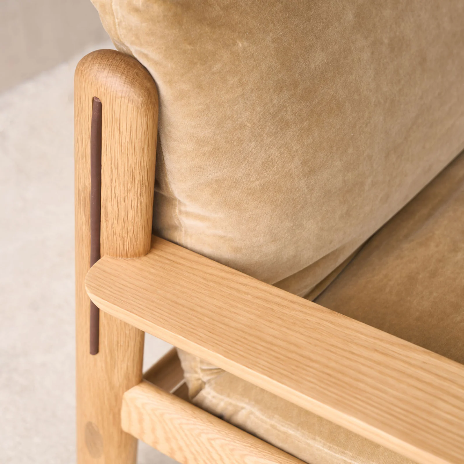 Wren Armchair | Oak with Brown Leather Harness - Canopy - Image 11