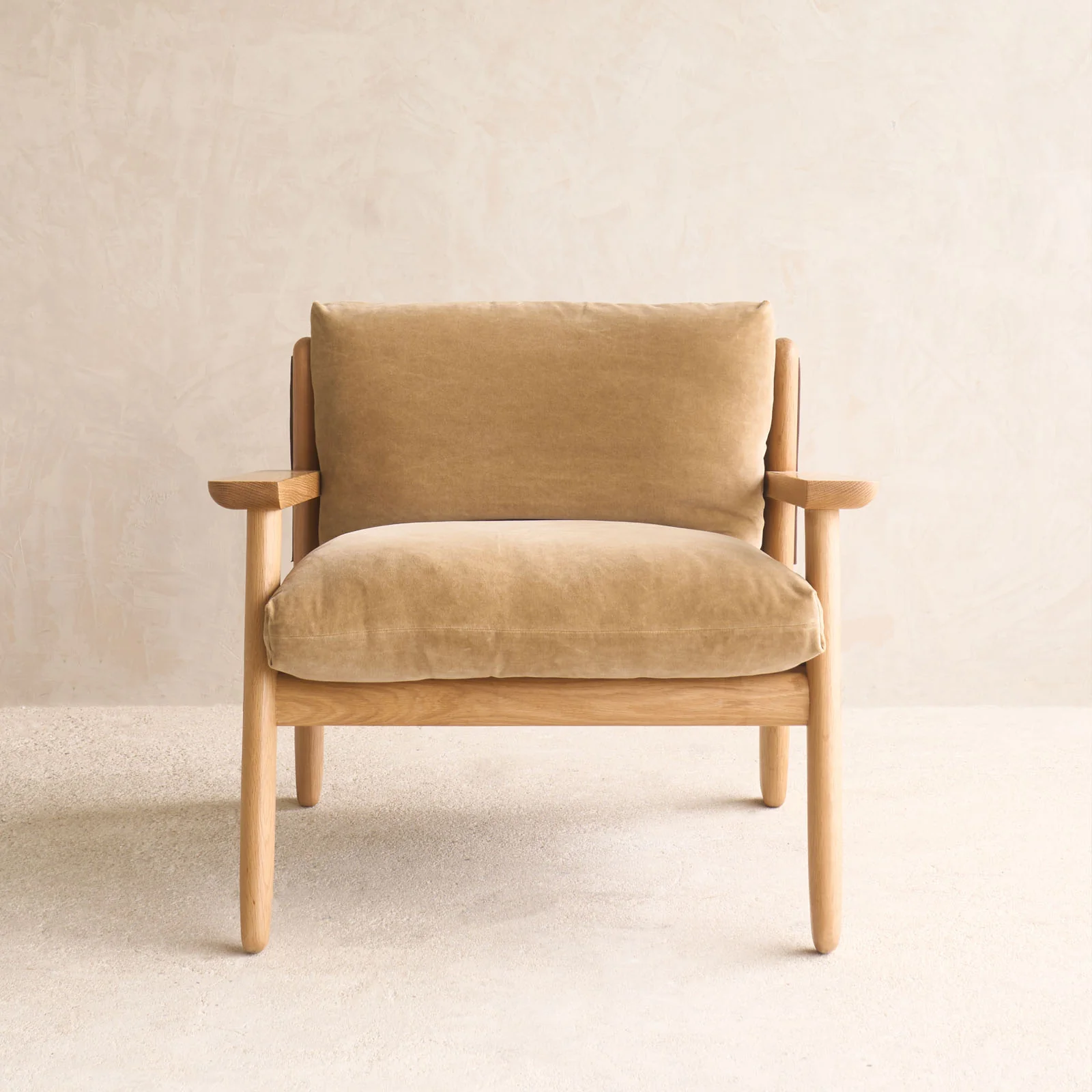 Wren Armchair | Oak with Brown Leather Harness - Canopy - Image 3