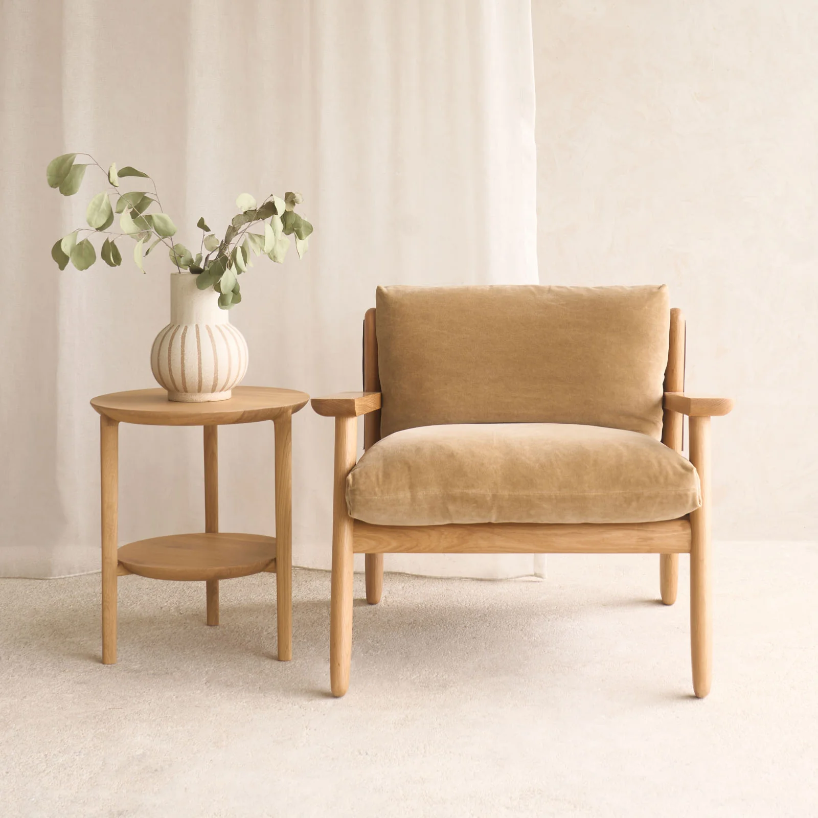 Wren Armchair | Oak with Brown Leather Harness - Canopy - Image 6