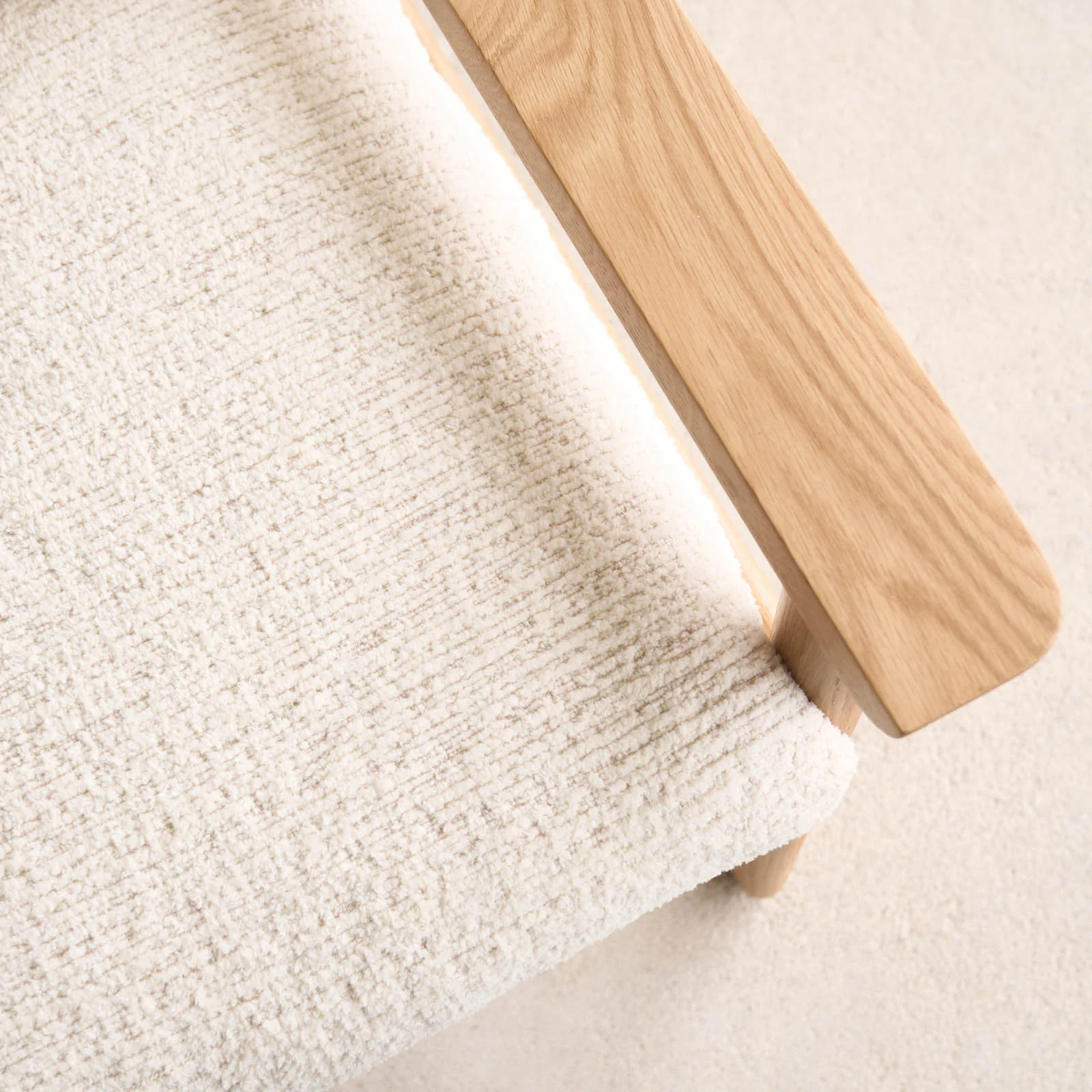 Wren Armchair | Oak with Brown Leather Harness - Porcelain - Image 3