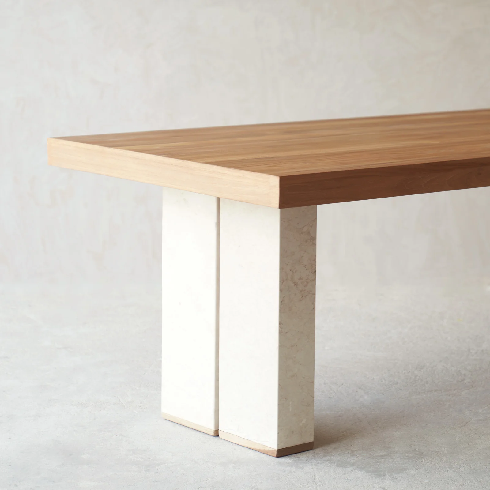 Zen Dining Table | Teak Top with Marble Base - Image 2